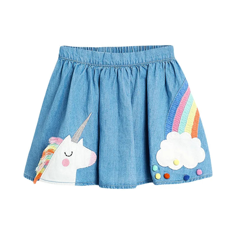 Lovely Unicorn Denim Skirt