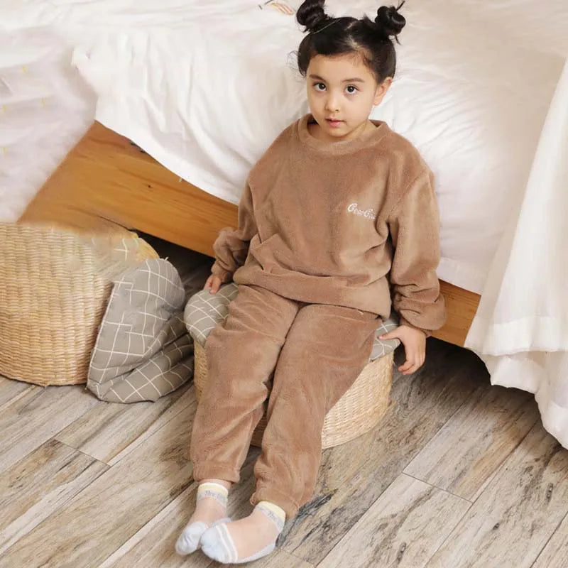 Ultra Soft Coral Velvet Kids Pajama Set