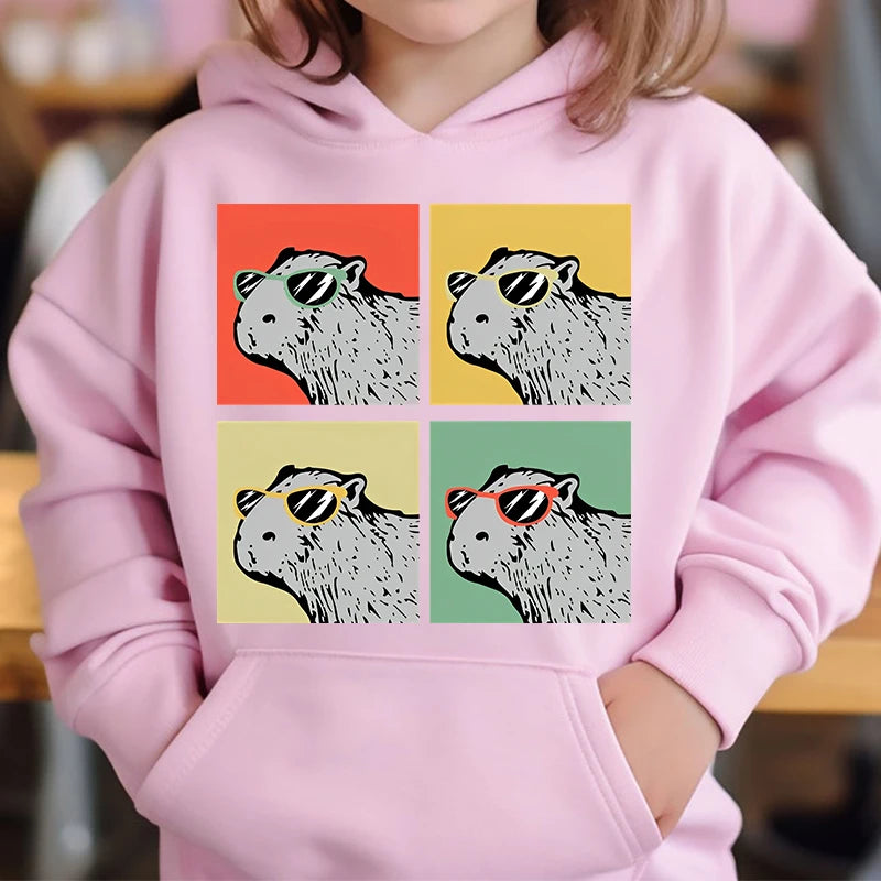 Adorable Capybara Bubble Tea Hoodie for Girls