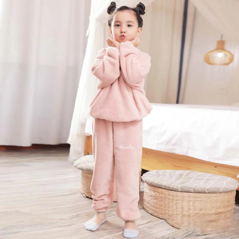 Ultra Soft Coral Velvet Kids Pajama Set