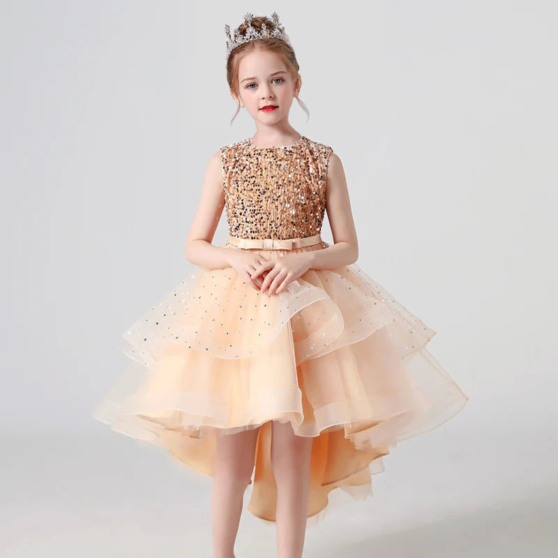 Sequin Lace Tuxedo Wedding Dress for Girls