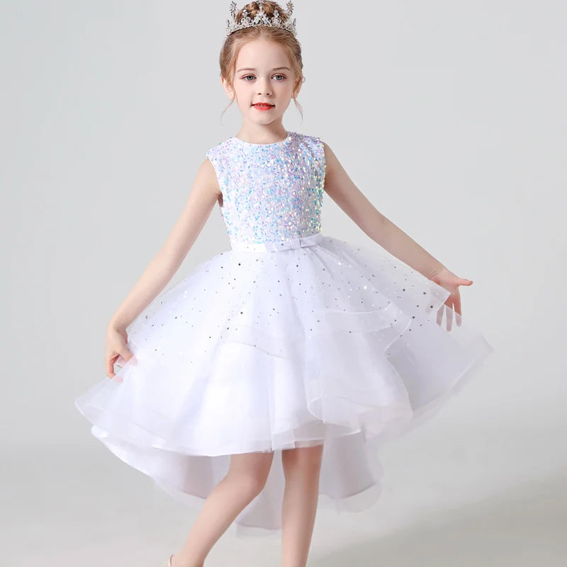 Sequin Lace Tuxedo Wedding Dress for Girls