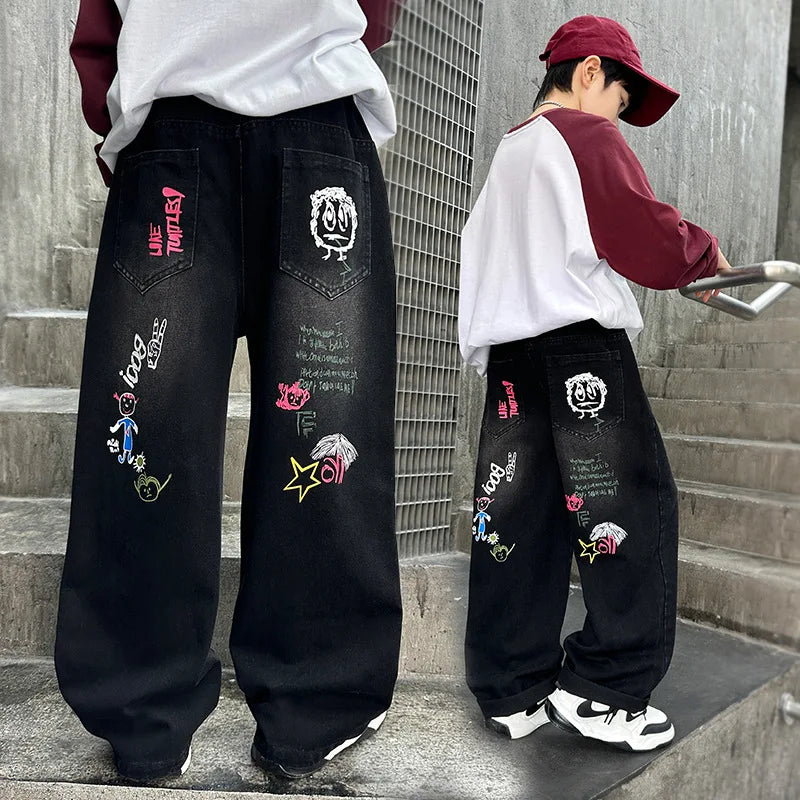 Stylish Boys Black Wide Leg Jeans
