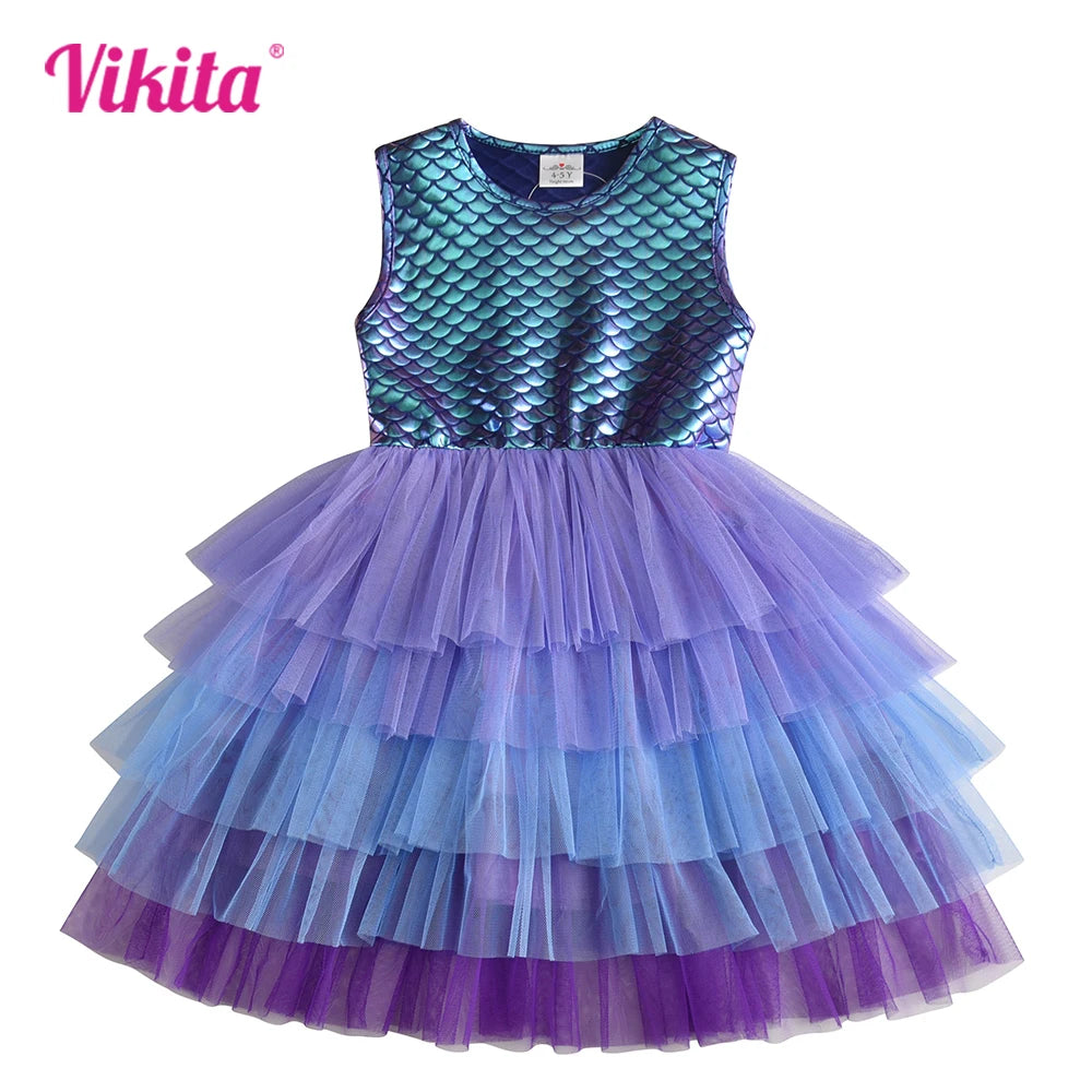Mermaid Pattern Sleeveless Dress
