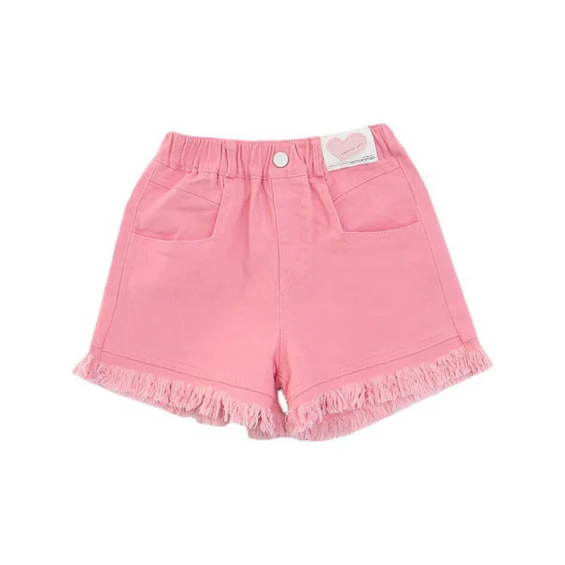 Pink White Denim Shorts