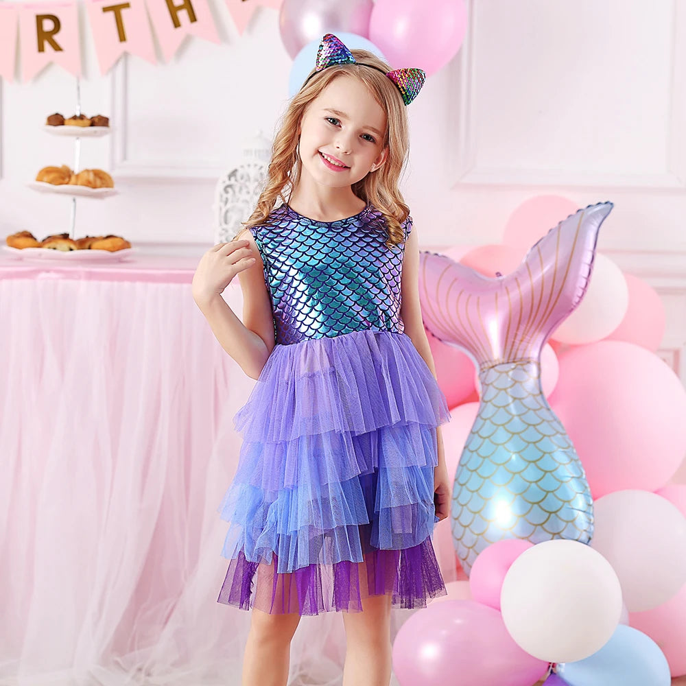 Mermaid Pattern Sleeveless Dress