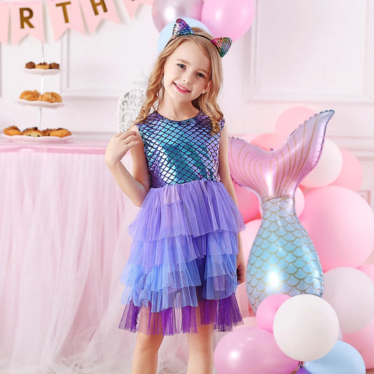 Mermaid Pattern Sleeveless Dress