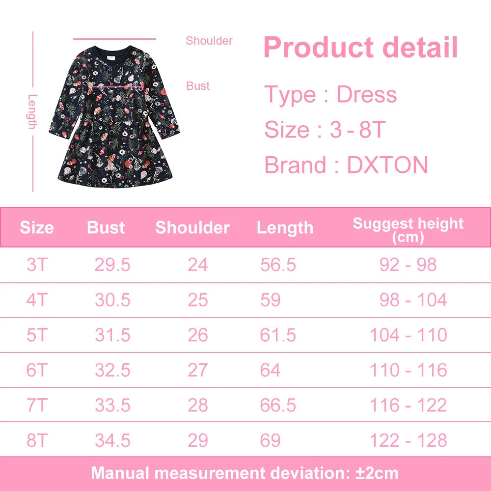 Cotton Cartoon Long Sleeves Dress