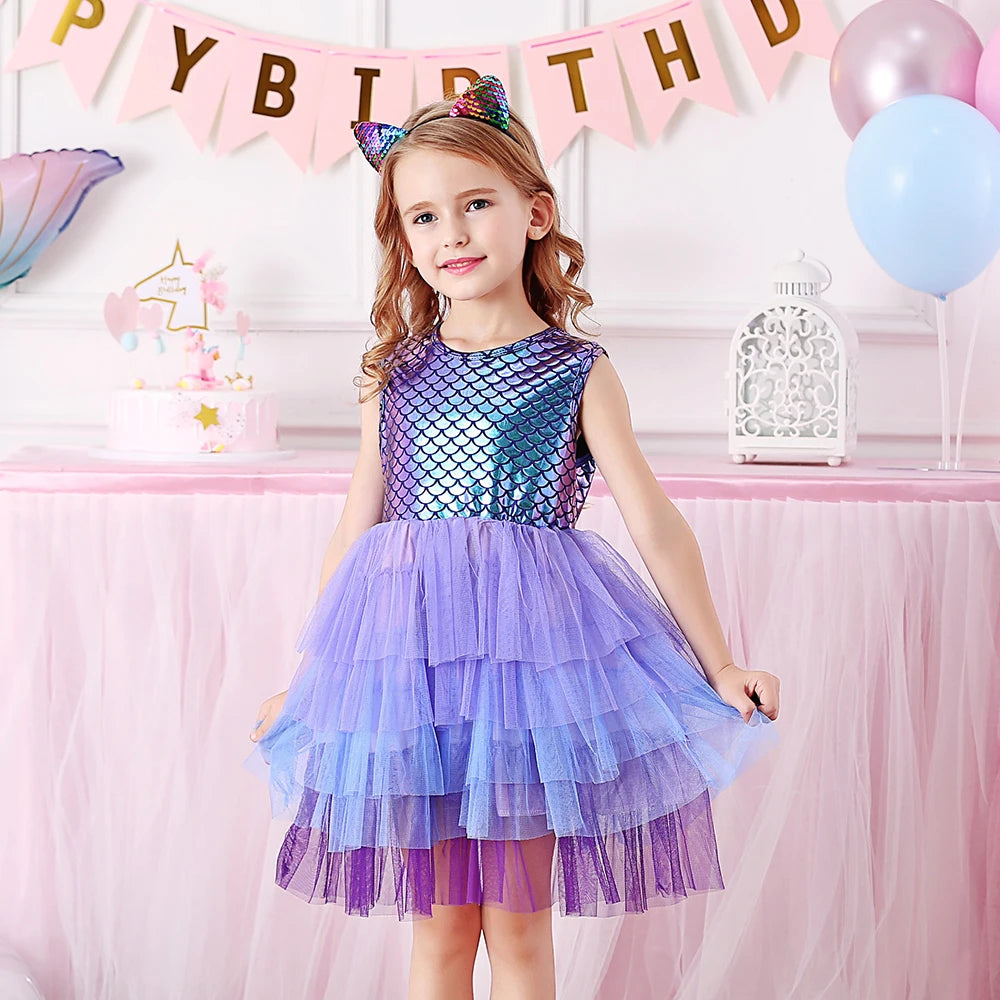 Mermaid Pattern Sleeveless Dress