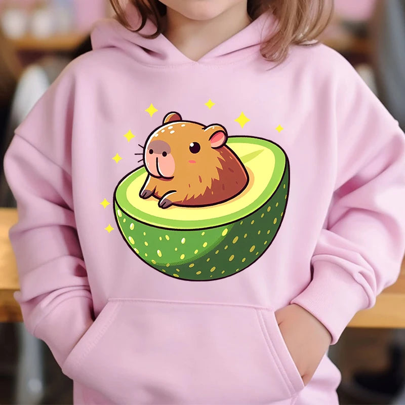 Adorable Capybara Bubble Tea Hoodie for Girls
