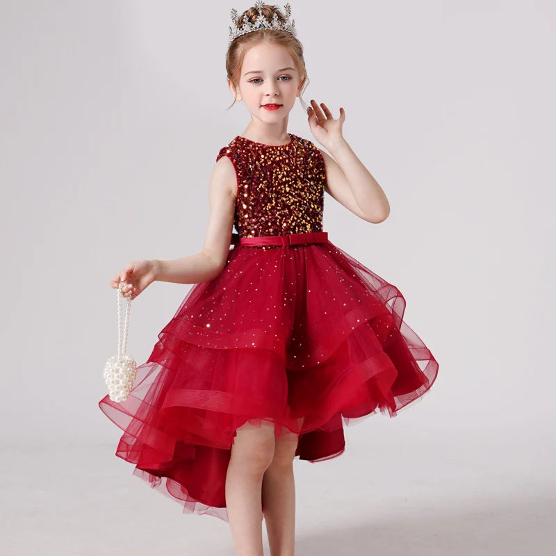 Sequin Lace Tuxedo Wedding Dress for Girls