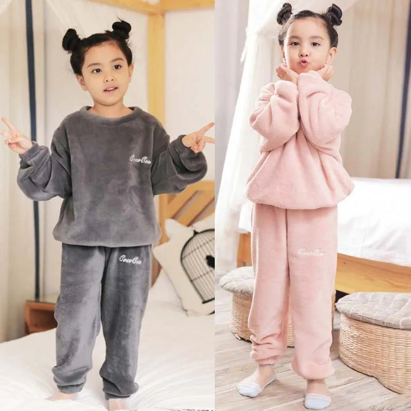 Ultra Soft Coral Velvet Kids Pajama Set
