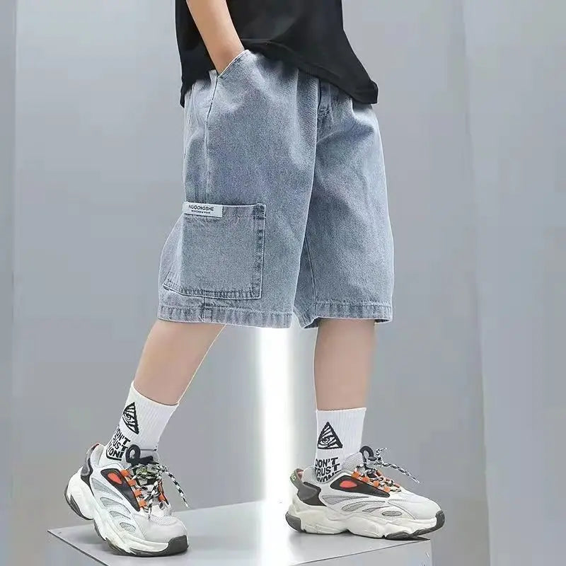 Comfy Stretch Denim Shorts With Pockets