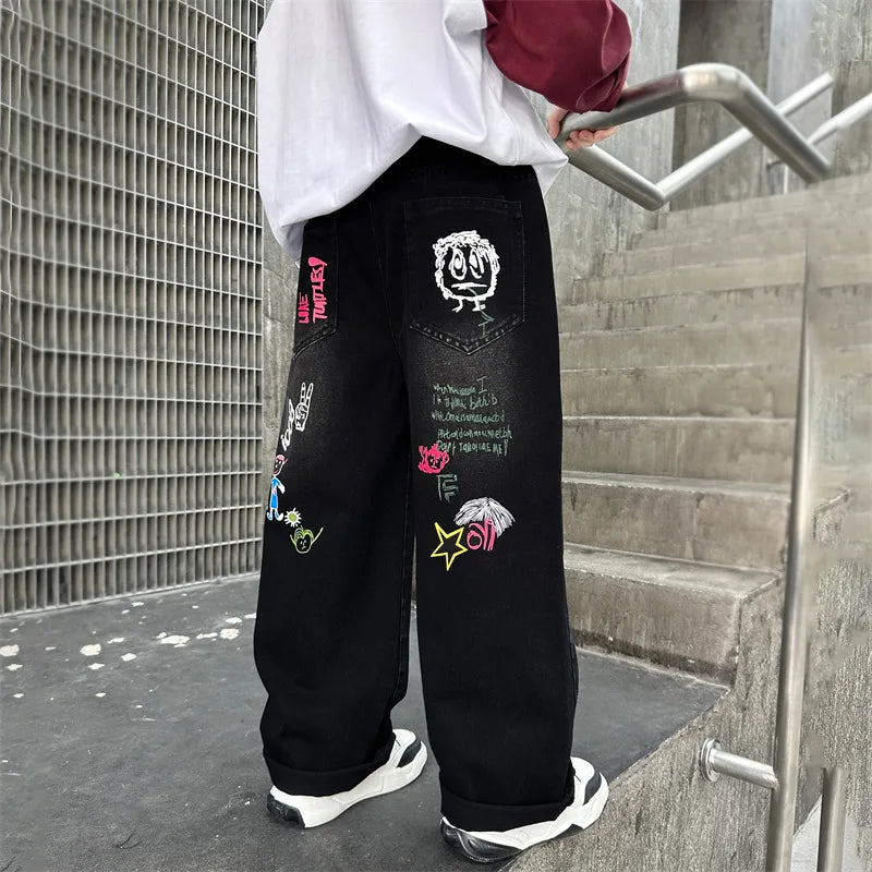 Stylish Boys Black Wide Leg Jeans