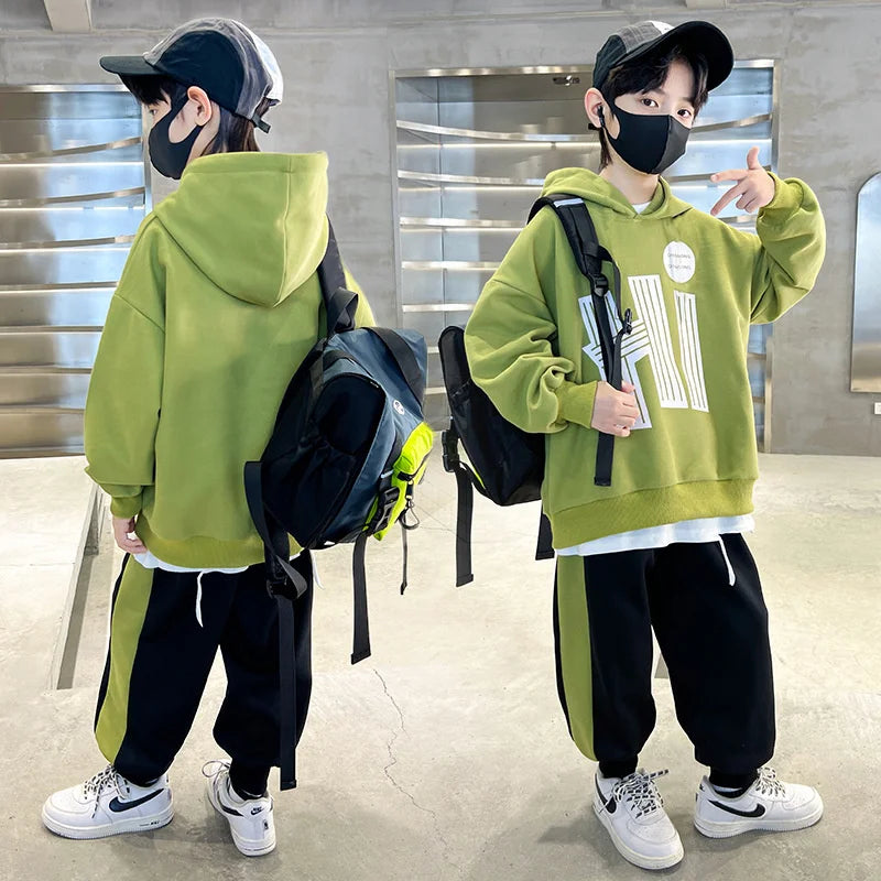 Boys Hooded Sweatshirt Set