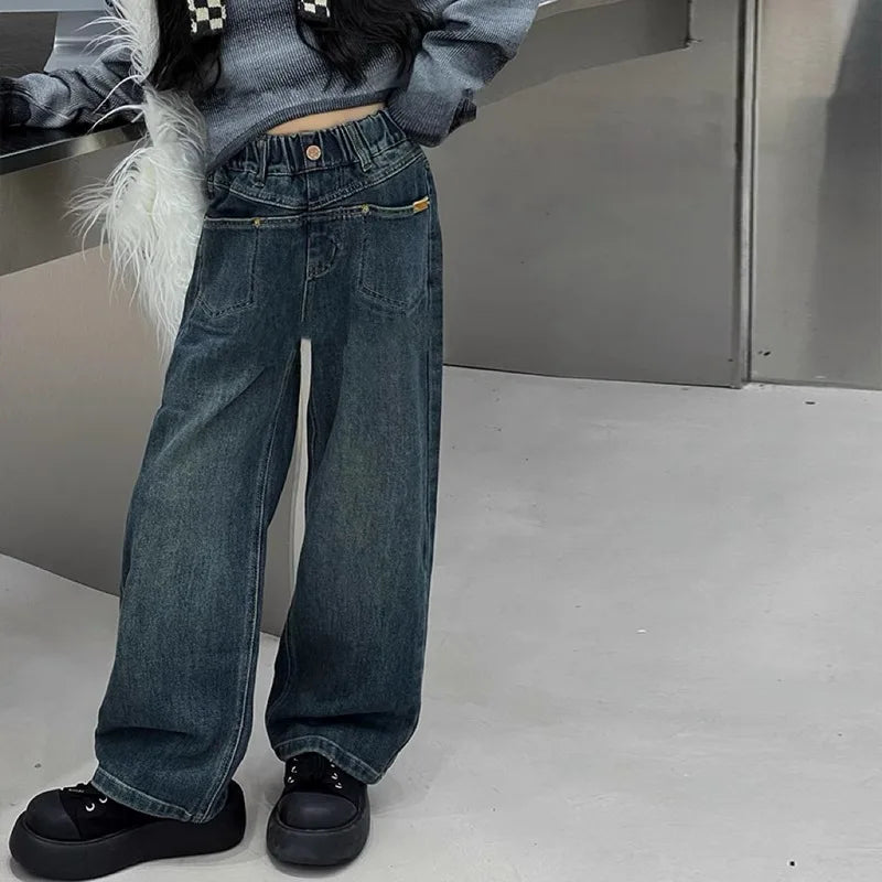 Vintage Wide Leg Jeans for Girls