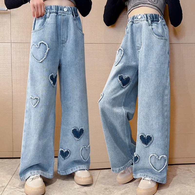 Trendy Korean Kids Elastic Waist Denim Pants