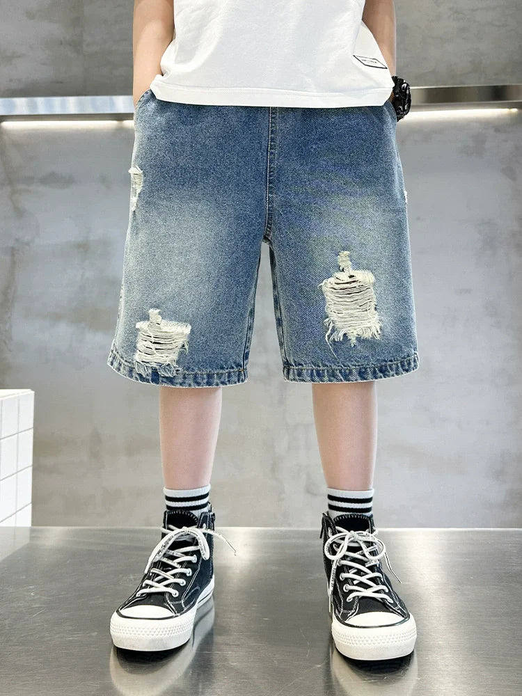 Ripped Denim Shorts