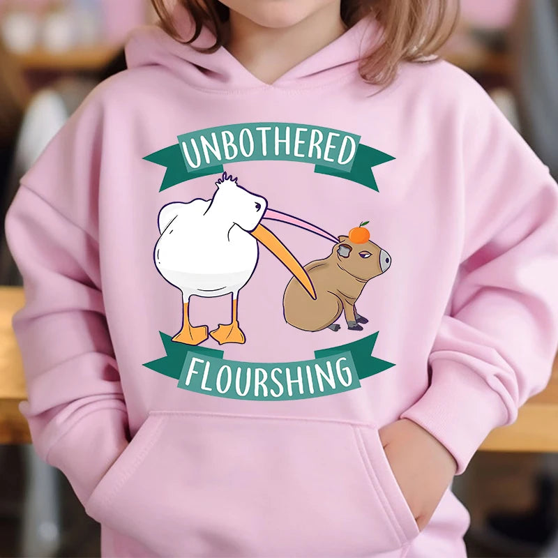 Adorable Capybara Bubble Tea Hoodie for Girls