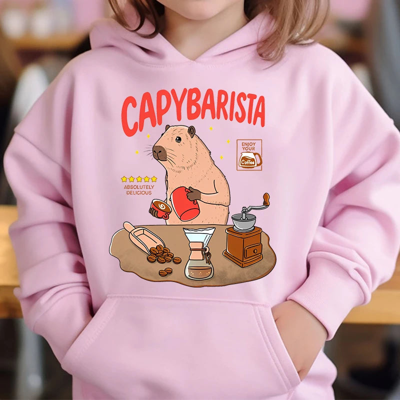 Adorable Capybara Bubble Tea Hoodie for Girls