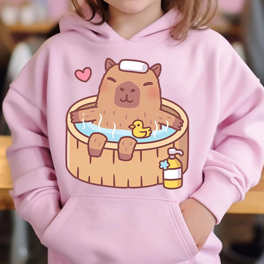 Adorable Capybara Bubble Tea Hoodie for Girls