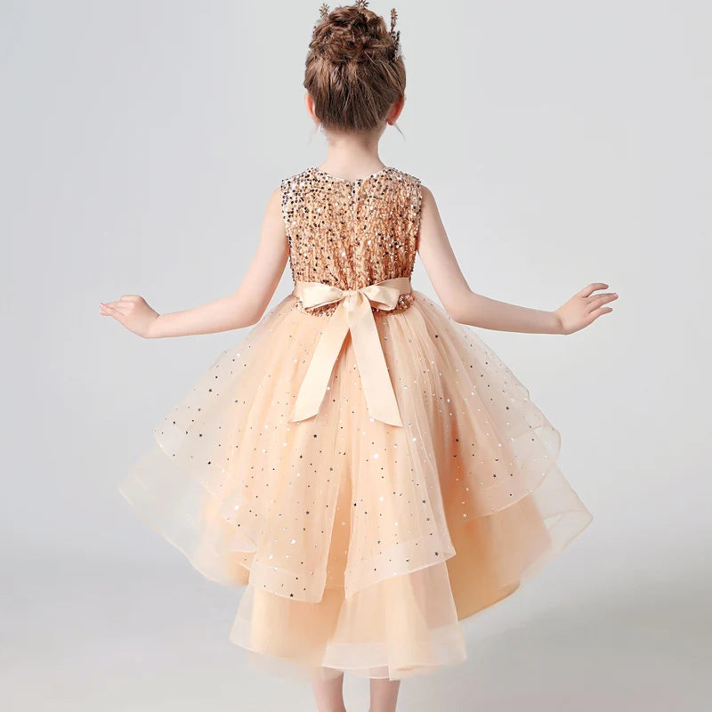 Sequin Lace Tuxedo Wedding Dress for Girls