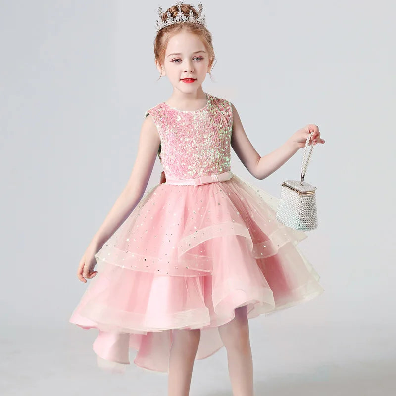 Sequin Lace Tuxedo Wedding Dress for Girls