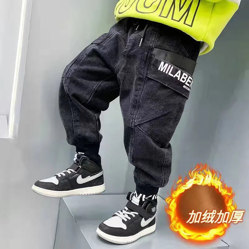 Stylish Boys Black Cotton Jeans