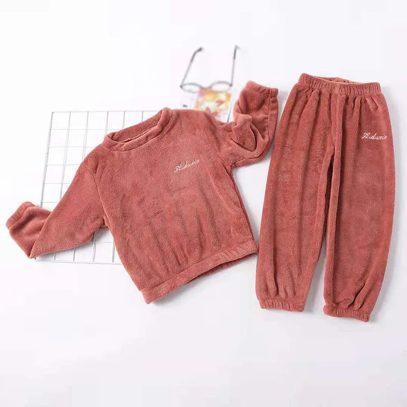 Ultra Soft Coral Velvet Kids Pajama Set