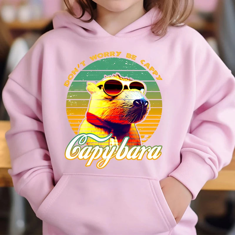 Adorable Capybara Bubble Tea Hoodie for Girls
