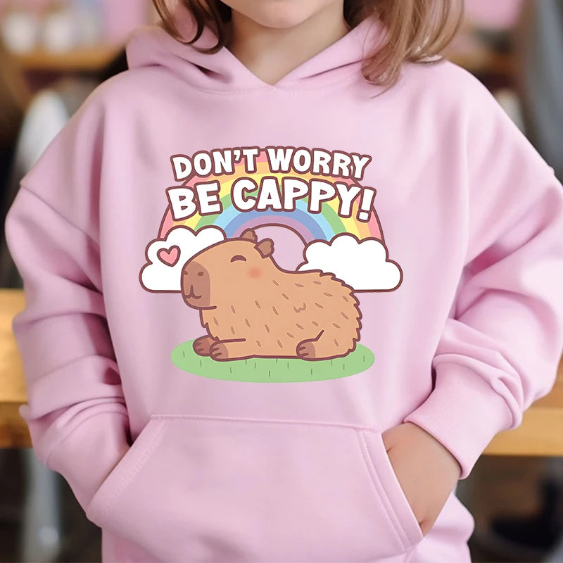 Adorable Capybara Bubble Tea Hoodie for Girls