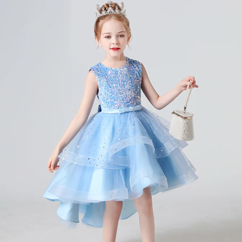 Sequin Lace Tuxedo Wedding Dress for Girls