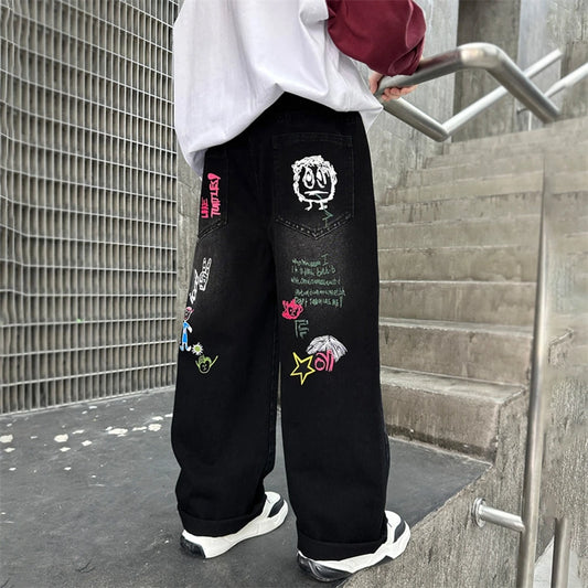 Stylish Boys Black Wide Leg Jeans