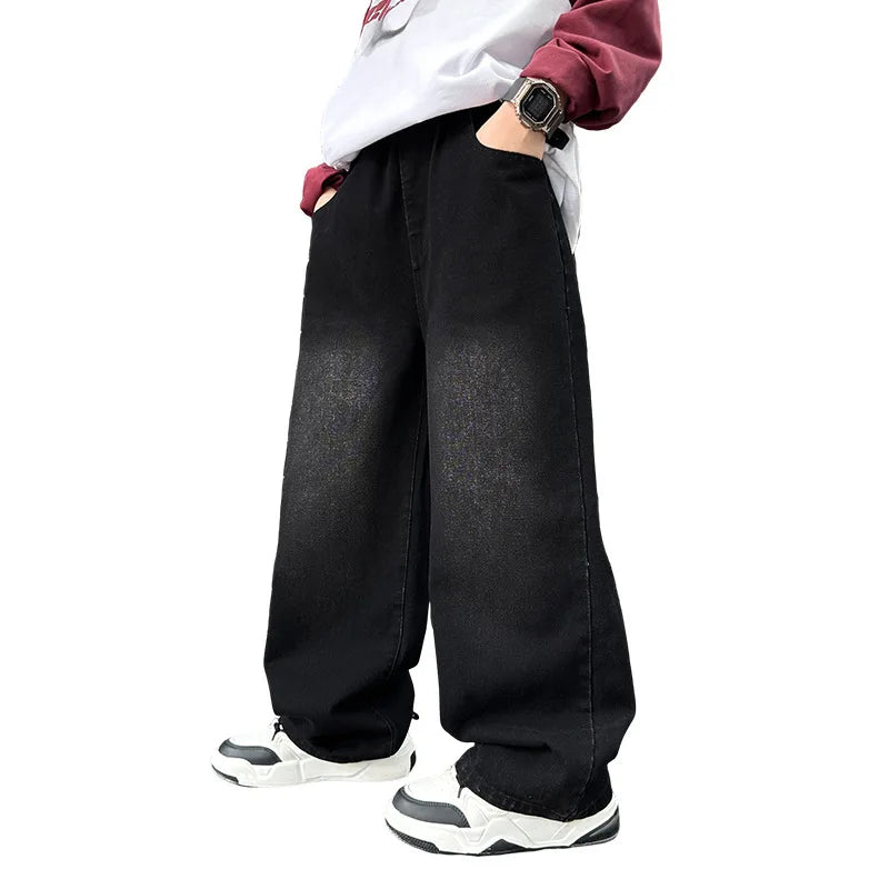 Stylish Boys Black Wide Leg Jeans
