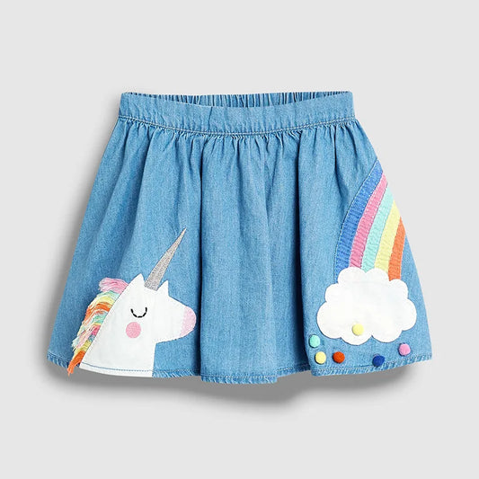 Lovely Unicorn Denim Skirt