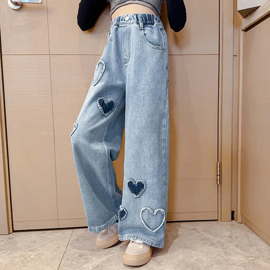 Trendy Korean Kids Elastic Waist Denim Pants