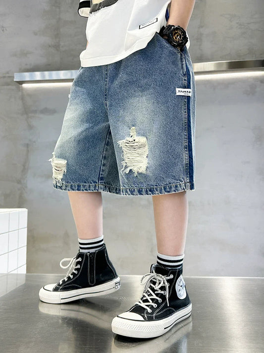 Ripped Denim Shorts