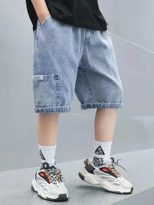 Comfy Stretch Denim Shorts With Pockets