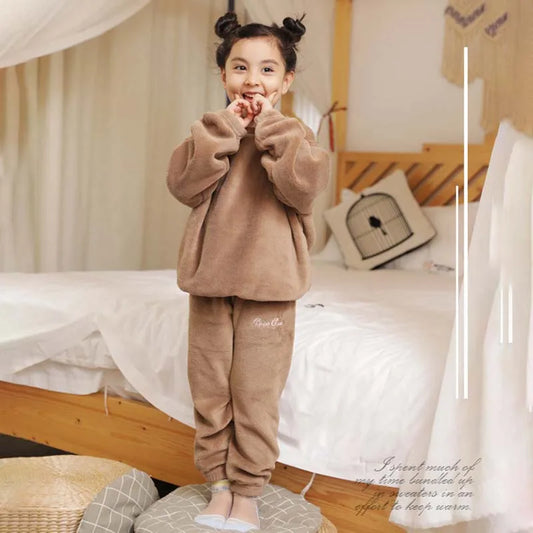 Ultra Soft Coral Velvet Kids Pajama Set