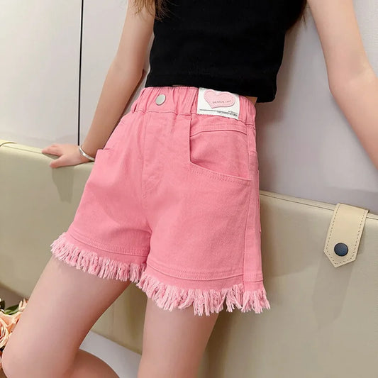 Pink White Denim Shorts