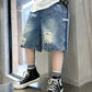 Ripped Denim Shorts