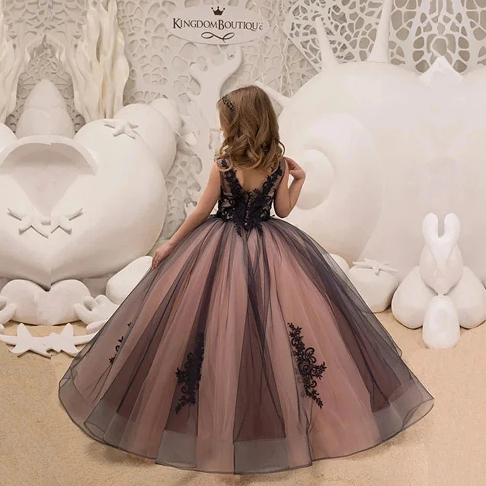 Party Long Tulle Dress with Butterfly Appliques