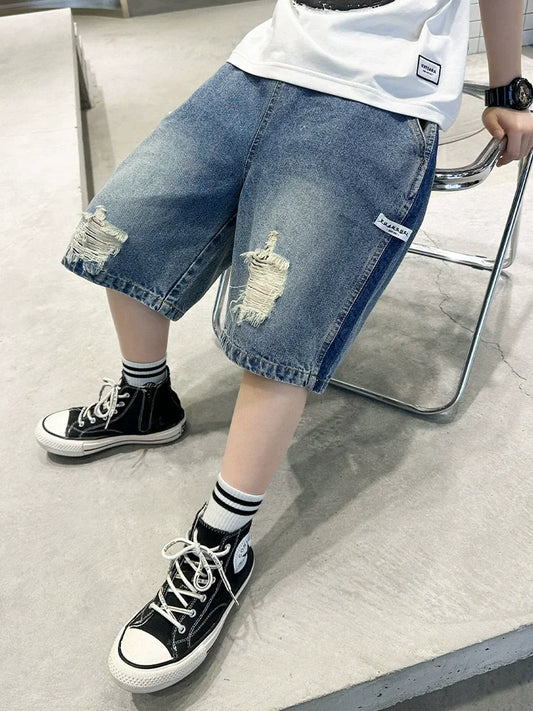 Ripped Denim Shorts