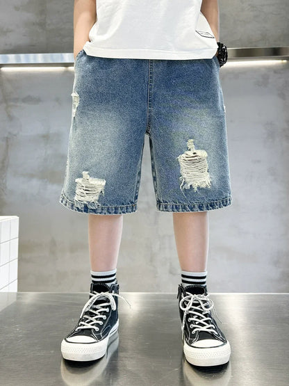 Ripped Denim Shorts