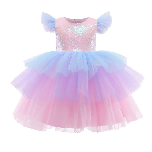 Rainbow Unicorn Princess Dress for Girls