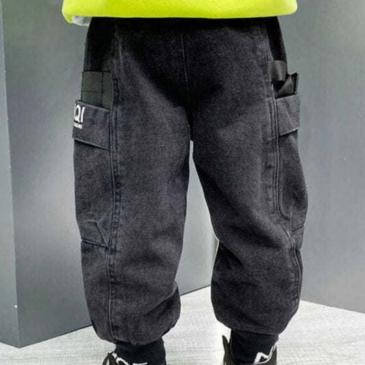 Stylish Boys Black Cotton Jeans
