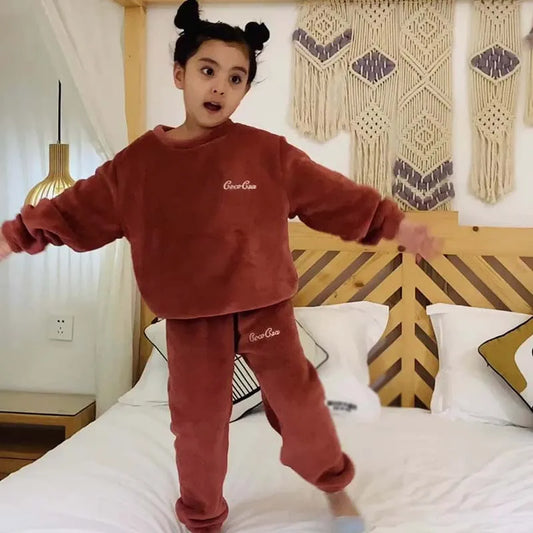Ultra Soft Coral Velvet Kids Pajama Set