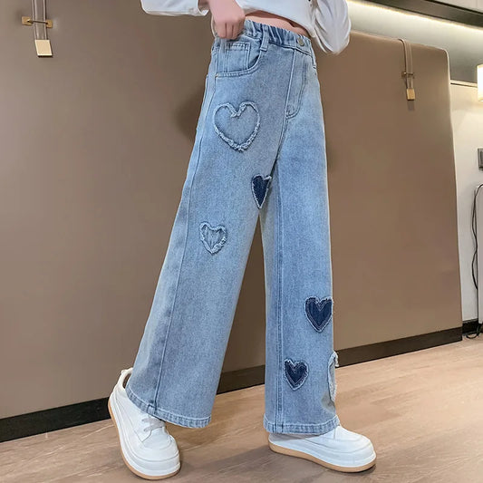 Trendy Korean Kids Elastic Waist Denim Pants