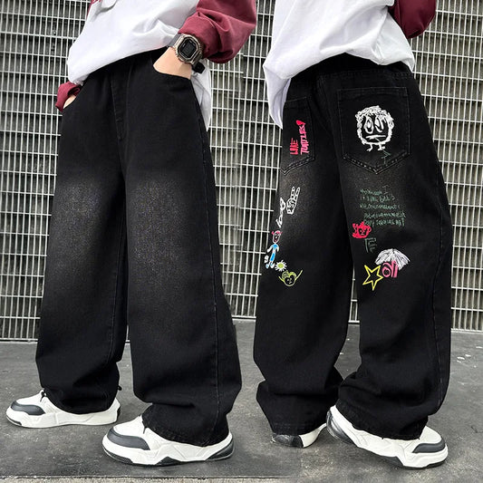 Stylish Boys Black Wide Leg Jeans