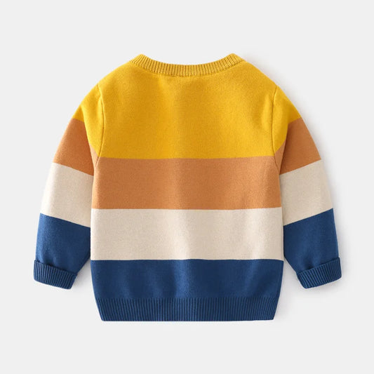 Cartoon Animal Striped Sweater for Autumn
